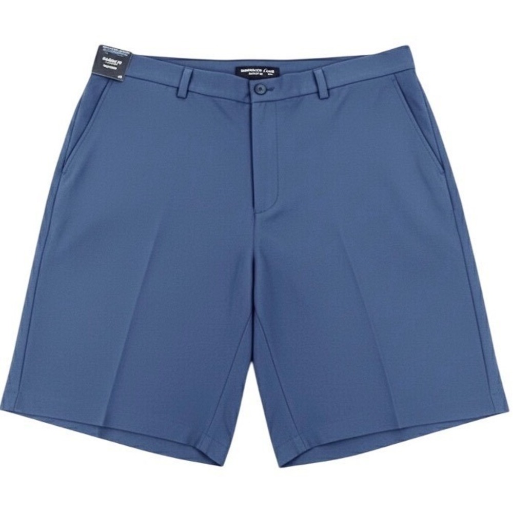 Roundtree & Yorke Performance Classic Fit Flat Front Shorts Blue 46" X‎ 11"